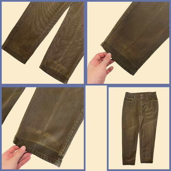 90s GAP denim pants, 38x32 mens loose fit dark green GAP denim mens jeans - Picture 2 of 7